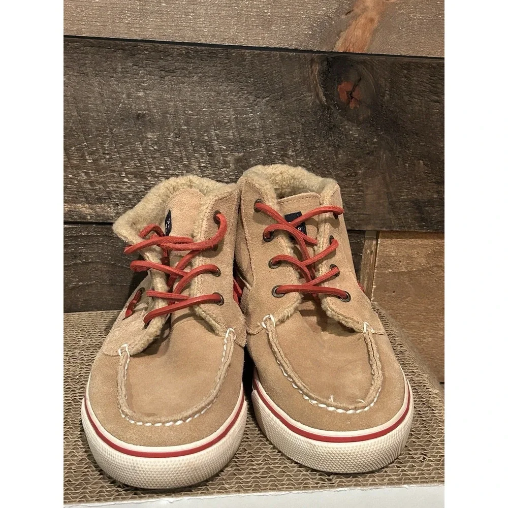 Sperry Womens Betty Boot‎ Size 9 Brown Suede Sherpa Lined Lace Up Bootie Shoe
